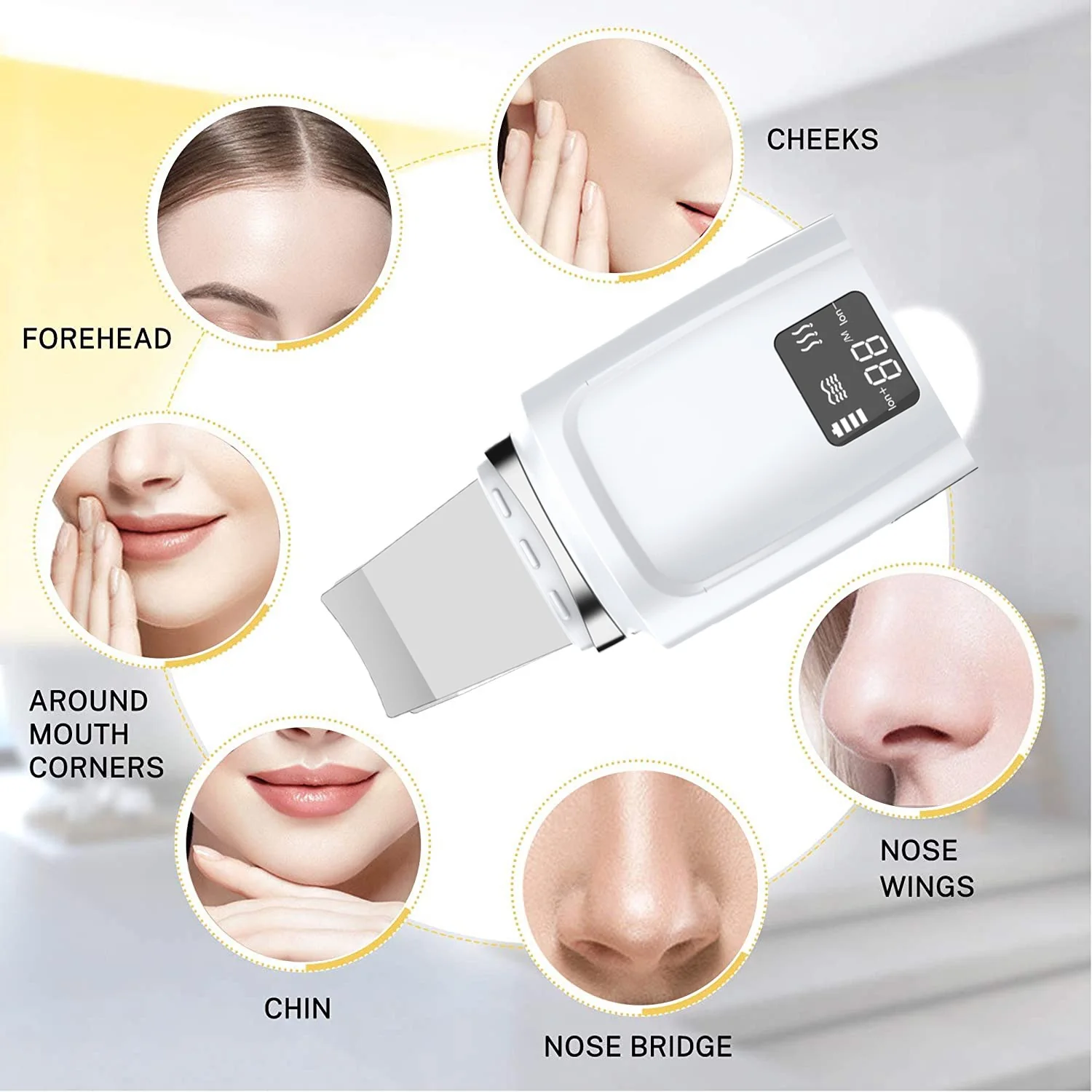 LCD Ultrasonic Skin Scrubber Blackhead Remover Sonic Face Skin Cleaning Peeling Device Comedone Extractor Facial Ion Shovel