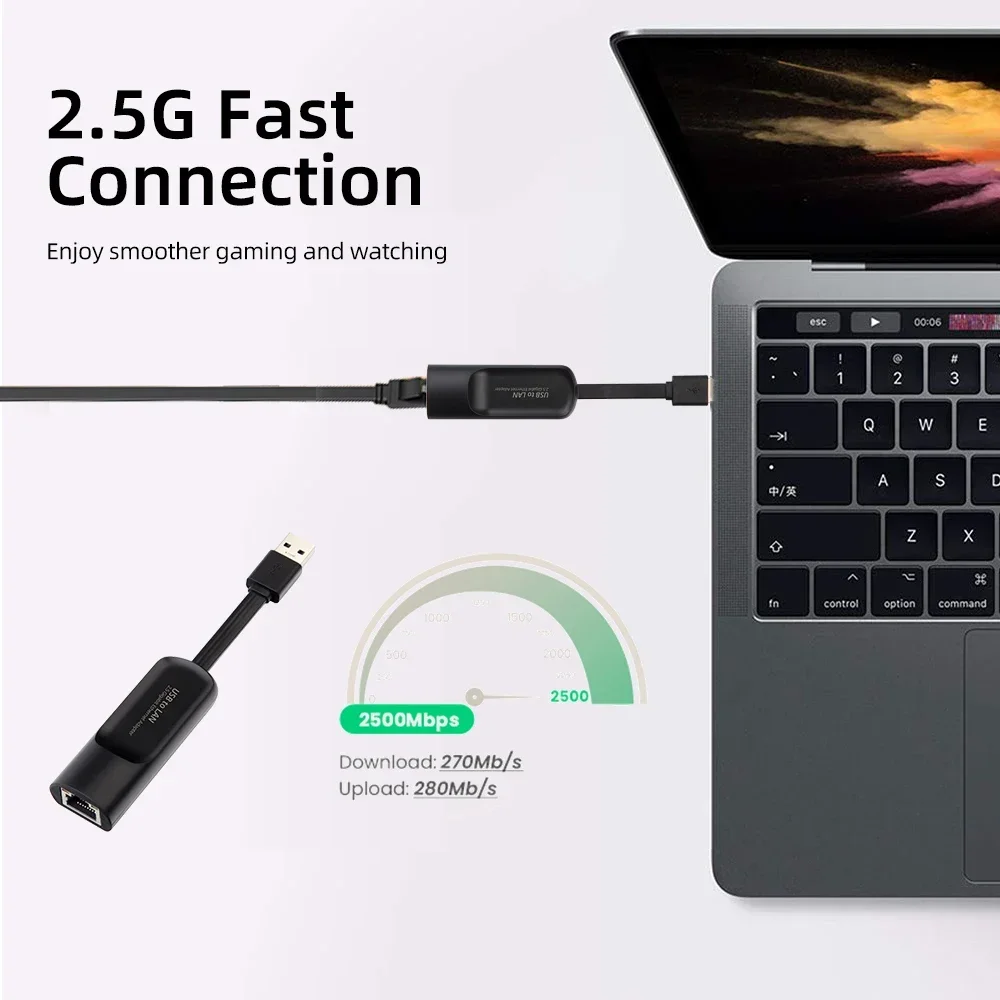 USB 유선 이더넷 어댑터 USB3.0 2500/1000Mbps USB 유형-RJ45 네트워크 카드 데스크탑 노트북 PC 액세서리용 인터넷 LAN