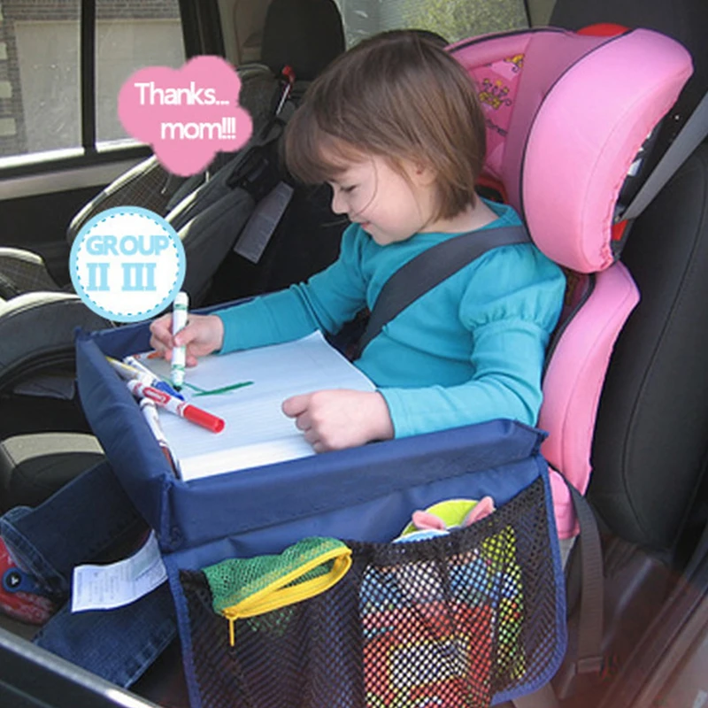 Carrello per bambini Tavolo Giocattolo Scrivania Interno Vassoio per seggiolino auto per bambini Disegna mangiare Snack di stoccaggio Giocattoli Portabicchieri Vassoio da viaggio per auto per bambini - immagine 3