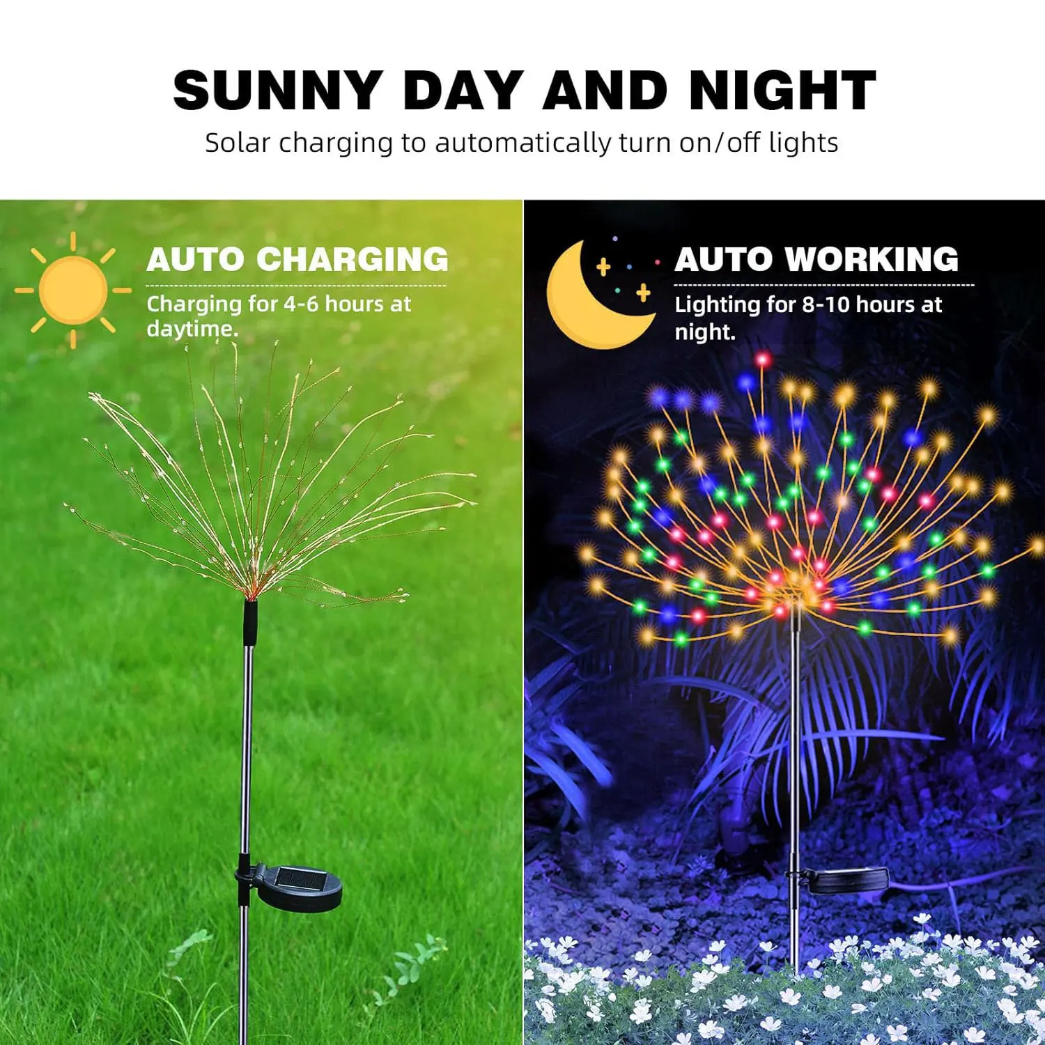 200LED Solar Fireworks Light Outdoor Waterproof Solar Light 8 Lighting Modes DIY Starburst Fairy Light Holiday Decorative Lights 3
