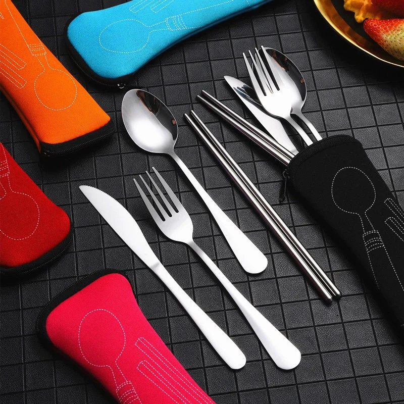 Portable Tableware Storage Bag Cutlery Travel Packaging Storage Box Picnic Fork Spoon Knife Pouch Without Tableware