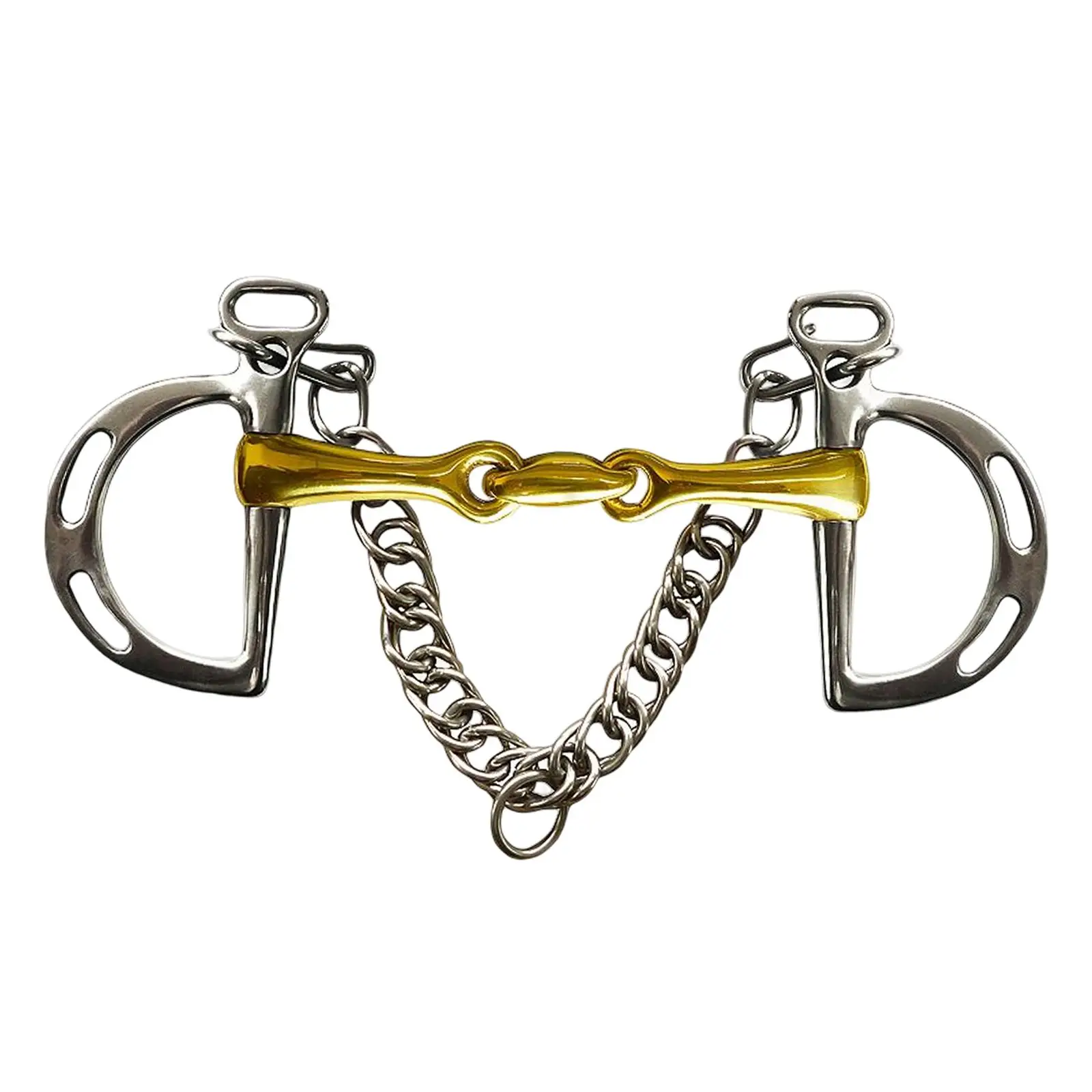 

horse Bit Copper Mouth Copper Roller W/Curb Hooks Chain Horse Gag Bit with