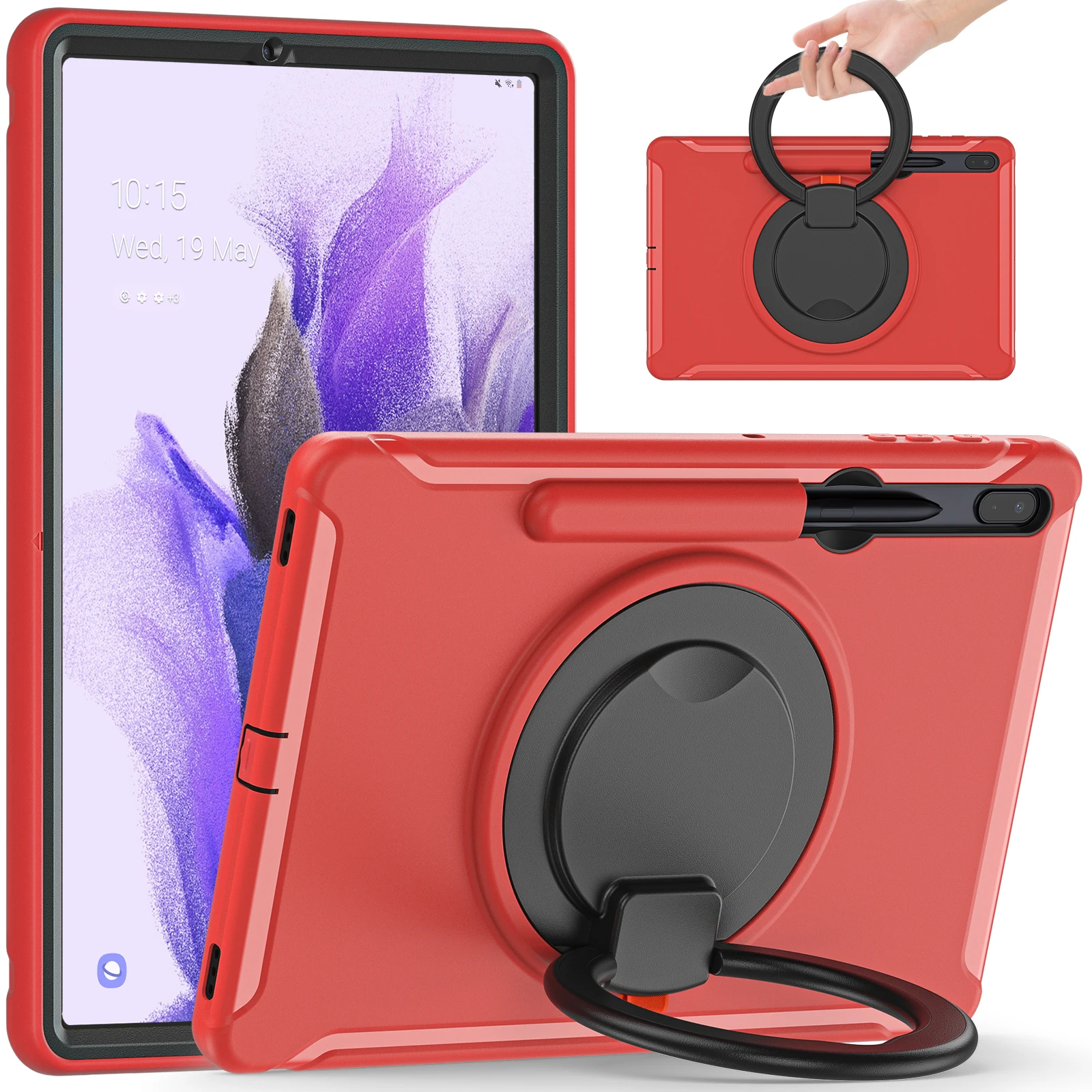 Custodia Rigida Per Galaxy Tab S6 10.5 (2019) Con Tracolla E Supporto | Antiurto Per Bambini - Rosa - 4