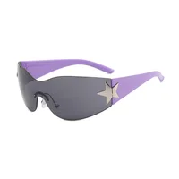 New Women's Rimless Star Decoration Integrated Y2K Hot Girl Style Hip Hop Fashion Sunglasses Beach Party Glasses Men - C6