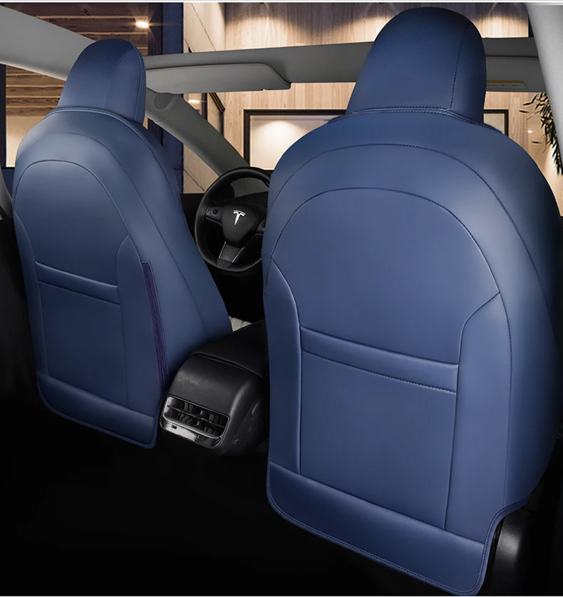For Tesla Model 3 Y Custom Fit Car Seat Cover Accessories For Tesla 360 Degree Full Covered Perforated Artificial Leather