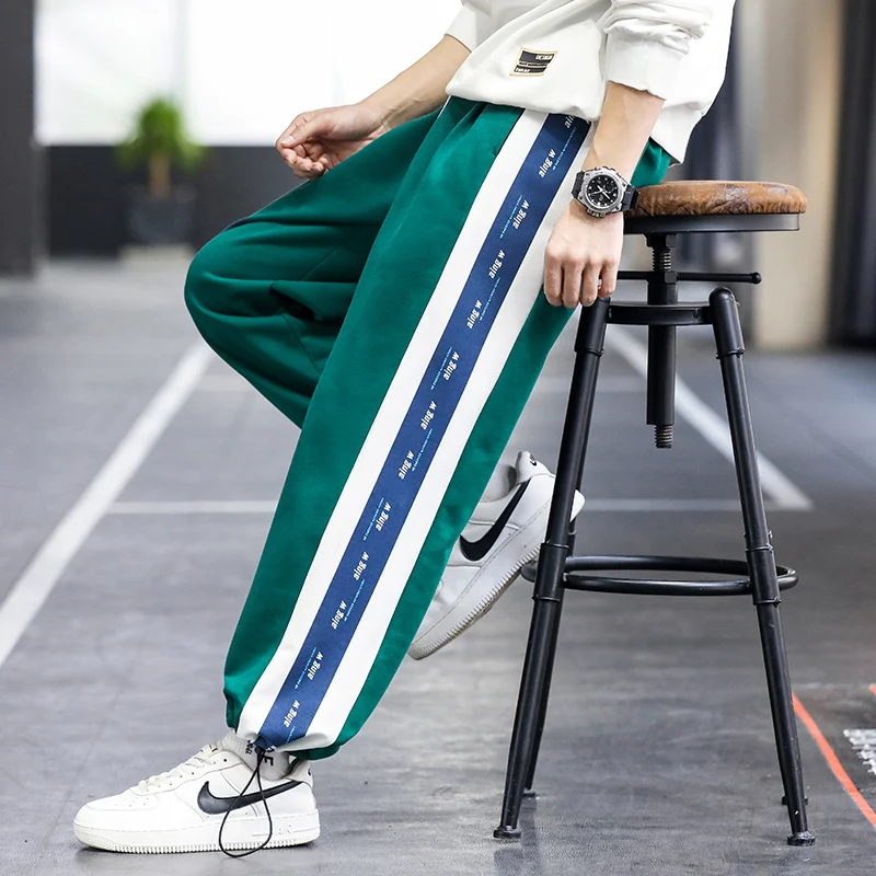 

Новинка 2024, осенние мужские брюки, модная спортивная мужская одежда для студентов, повседневные свободные вязаные мужские брюки большого размера