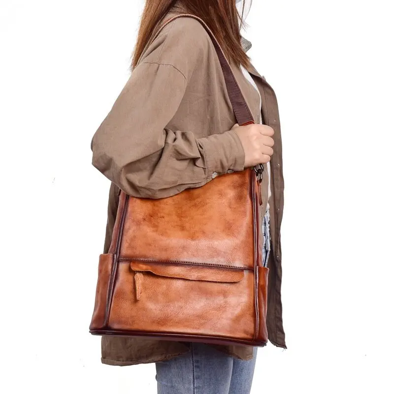 Cobbler Legend Vintage Women Backpacks Genuine Leather Anti Theft Shoulder Bag Cowhide Large Capacity Ladies Travel School Bags