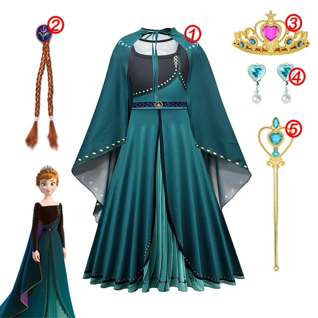 thumbnail image 1 of Disney-vestido de princesa Frozen 2 para niña, ropa de fiesta de cumpleaños para niño, disfraz de Reina Anna, 1 of 5