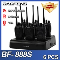 6PCS Baofeng BF-888S Walkie Talkie 16CH VOX UHF 400-470MHz Portable Amateur Two Way Radios For Hunting With 888S Six Way Charger 1