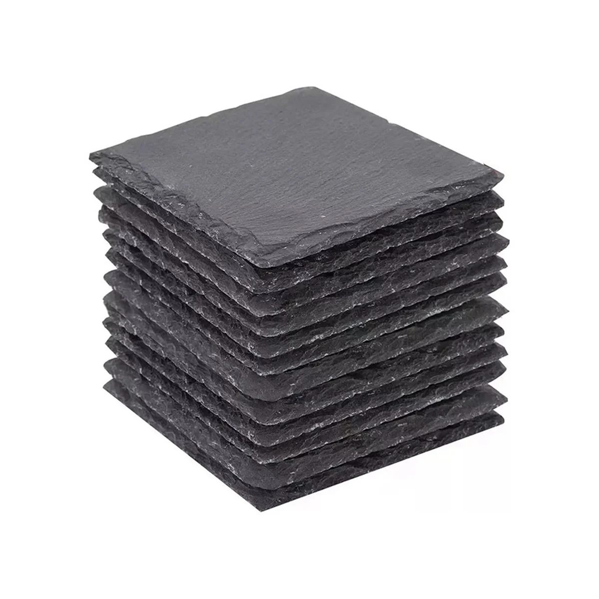 12PCSSlateCoastersBulk4InchSquareBlackSlateStoneCoaster
