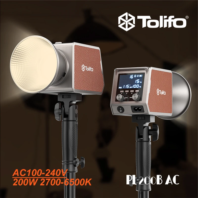 TOLIFO PL-200B AC Power 100-240V 200W High bright Mini Bowens COB