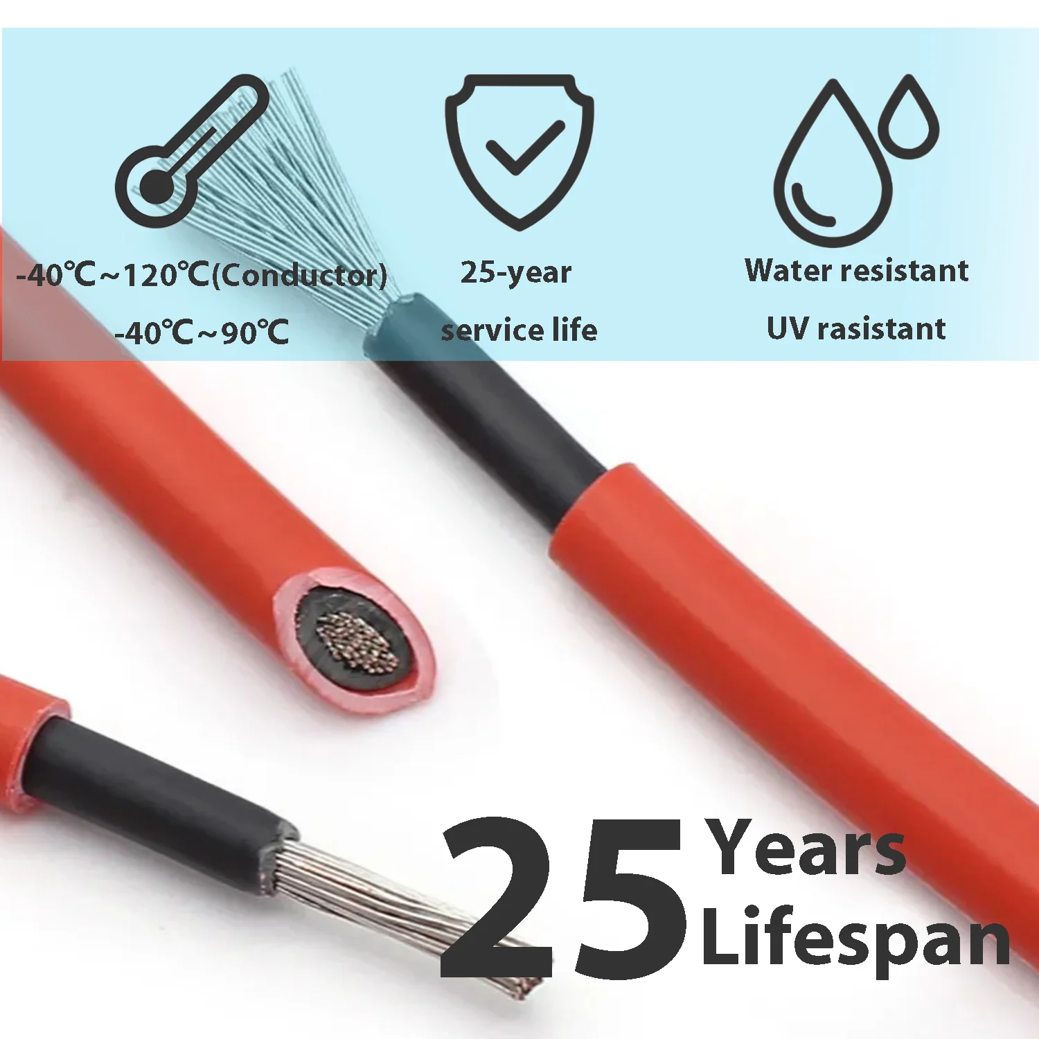 Solar Power Cable 4mm2 12AWG PV Photovoltaic Cable For PV Panels Connection 5/10/20m
