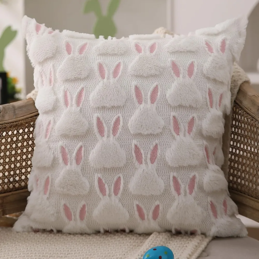 Home Decor Rabbit Throw Pillow Cover Warm Square Pillowcase 45cm Sofa Cushion Cover Bedroom