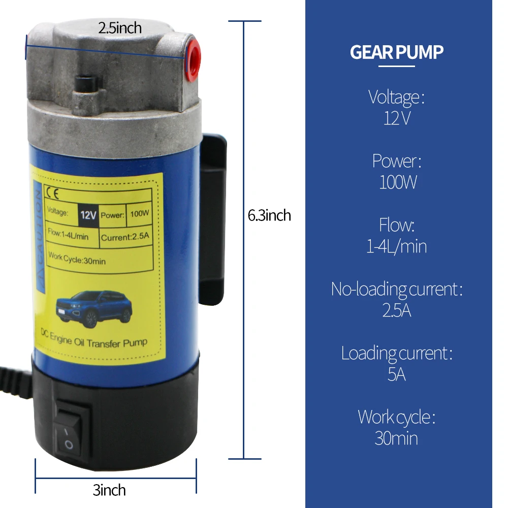 

100pcs Oil Diesel Extractor Pump 12V Electric Scavenge Suction Transfer Change Pump with Tubes Motor 100W 4L