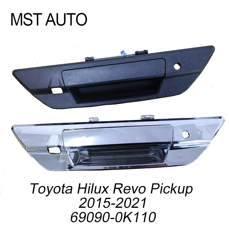 Toyota Hilux Revo 2015-2021 용 카메라 키 구멍이있는 뒷문 도어 핸들 검정색 또는 크롬 69090-0K110 690900 K120