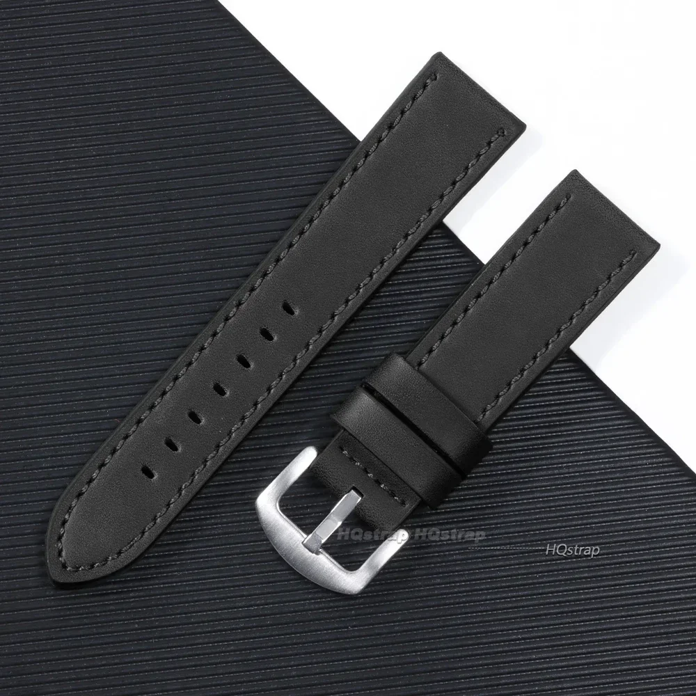 Vintage Matte Genuine Leather Watchband Strap in Black, Blue, or Brown