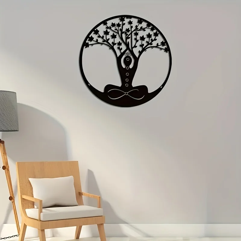 Tree Wall Art, Yoga Tree Of Life Meditation, Metal Wall Decor, Home Decor Hanging Sculpture Statue Indoor Gift