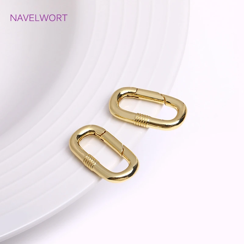 Spring Clasps 18K Gold Plated Brass Heart/Oval Push Clasp Carabiner For DIY Handmade Jewelry Making Accessories
