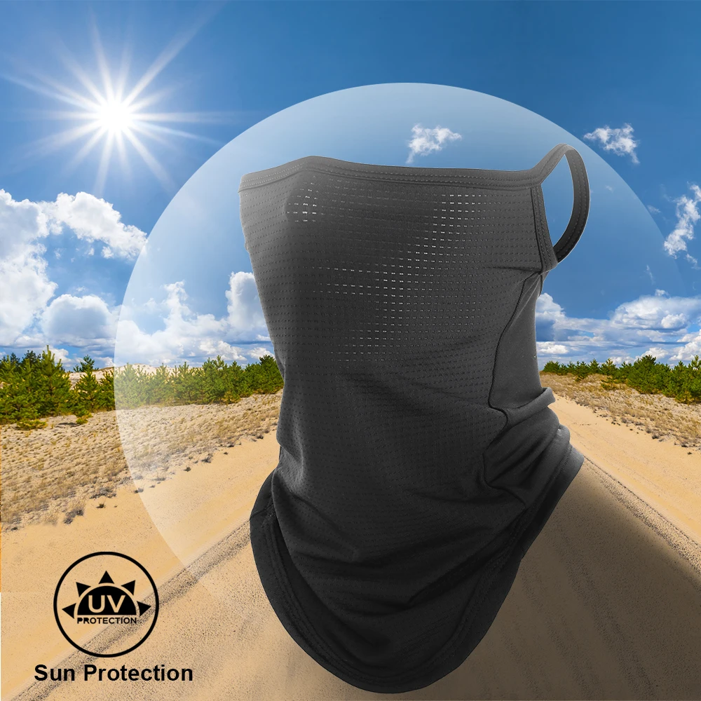 Masque d'équitation respirant en soie glacée, protection solaire, cache-cou, élastique, pour hommes et femmes_voghion.com