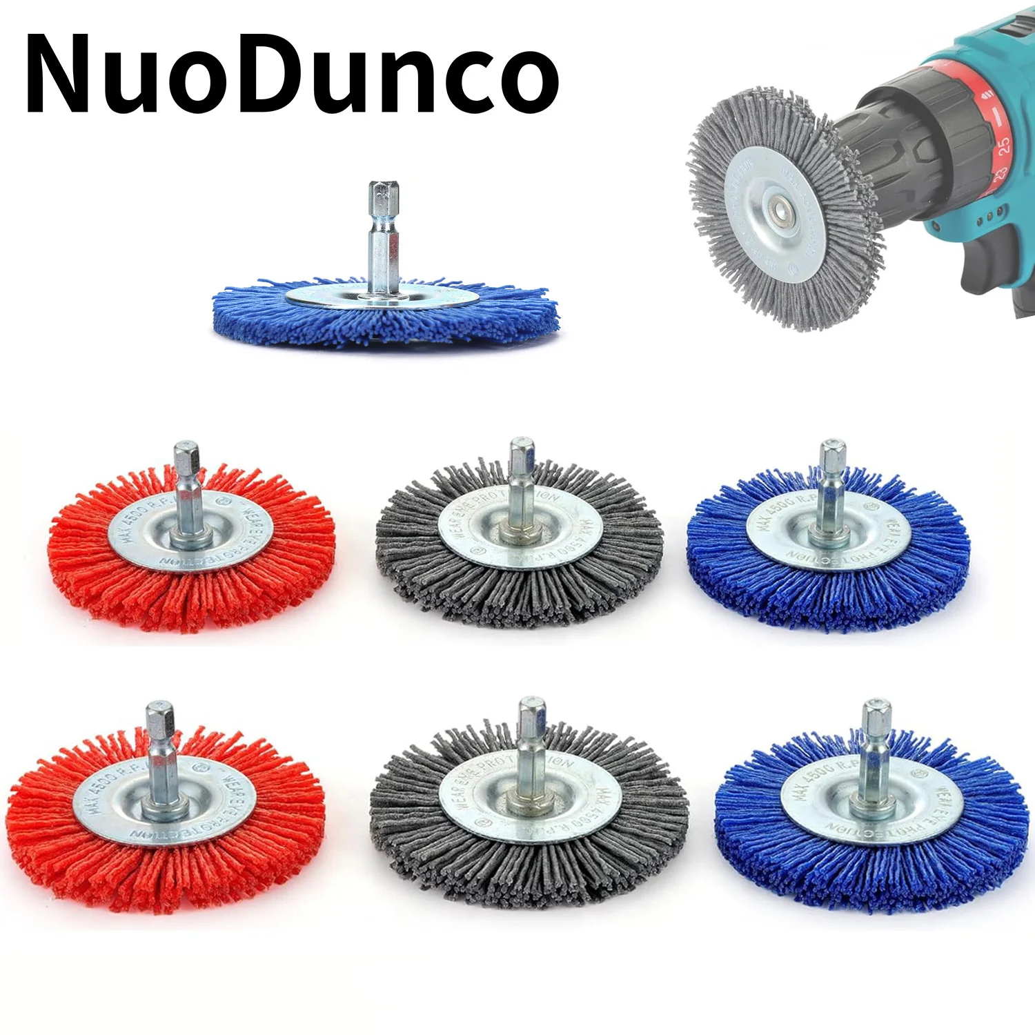 Versatile Nylon Abrasive Wheel Brush with 1/4 Shank for Rust, Corrosion, and Paint Removal
