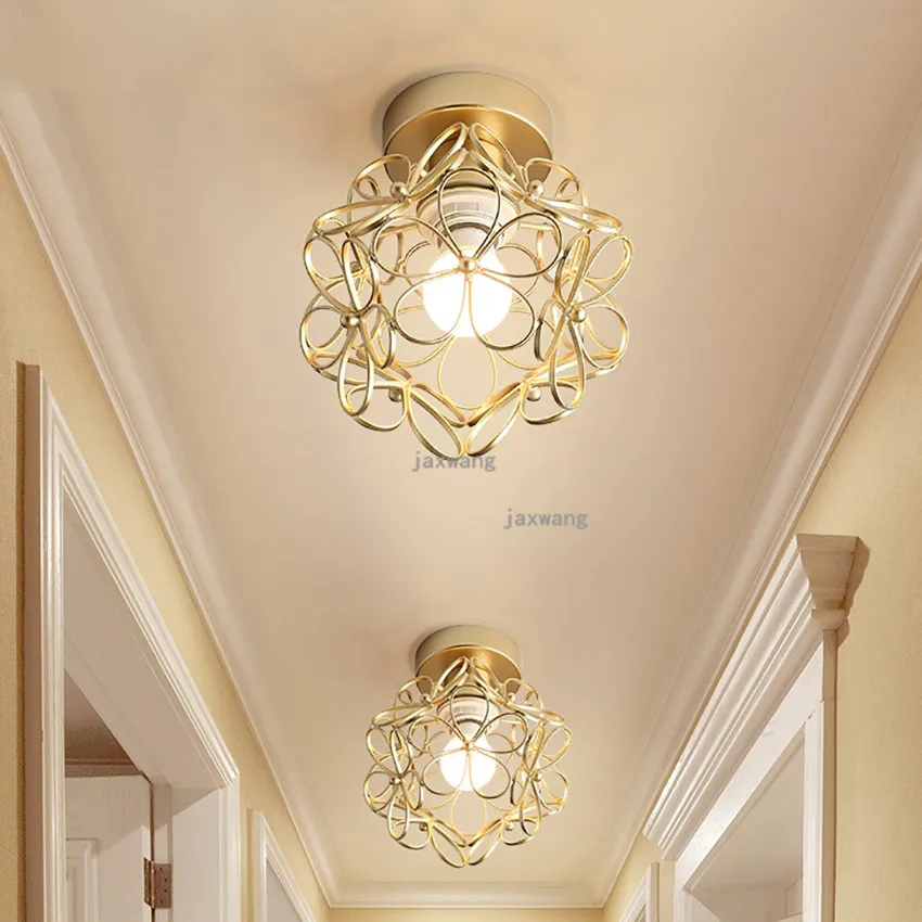 Modern Led Iron Ceiling Lights Nordic Bedroom Golden Pattern Ceiling