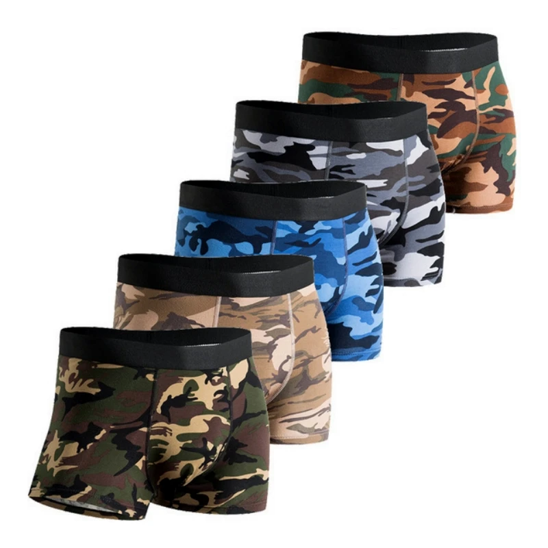 5 יח'\חבילה תחתונים של גברים pipouch יוקרה bulge תחתונים גברים הסוואה מתאגרף מכנסיים קצרים mens כותנה תחתונים לנשימה לגברים