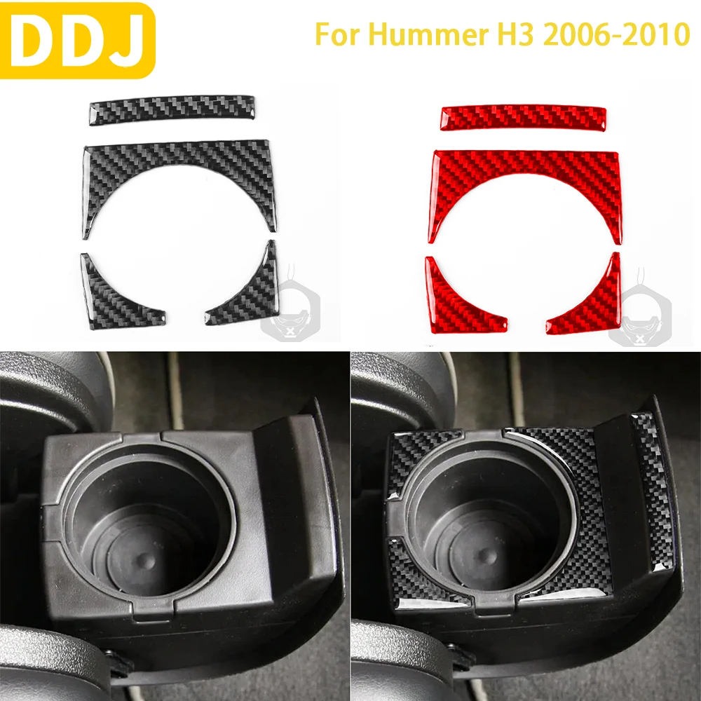 

For Hummer H3 2006 2007 2008 2009 2010 Accessories Carbon Fiber Car Interior Rear Cup Holder Panel Trim Sticker Decoration