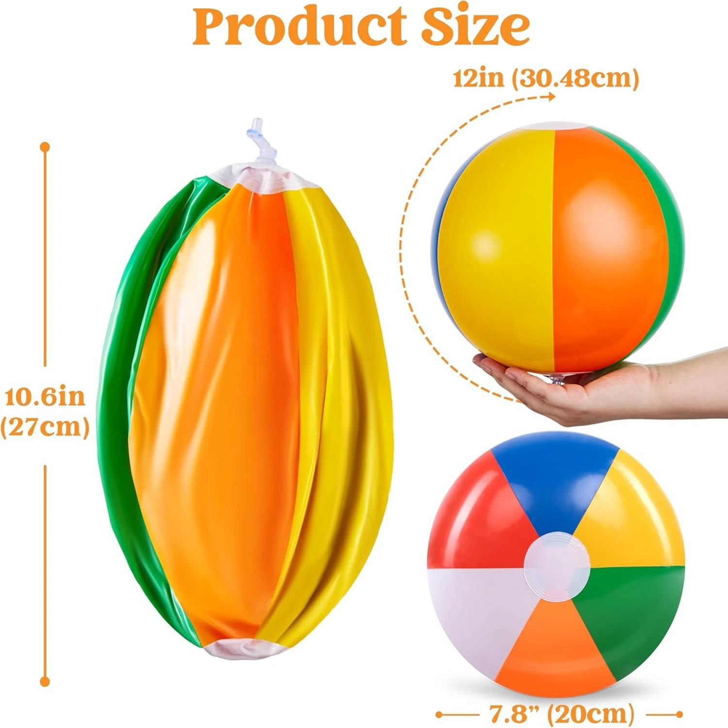 12'' Inflatable Rainbow Beach Balls Water Balloons Swimming Pool Toys for Summer Water Games Kids Birthday Party Supplies
