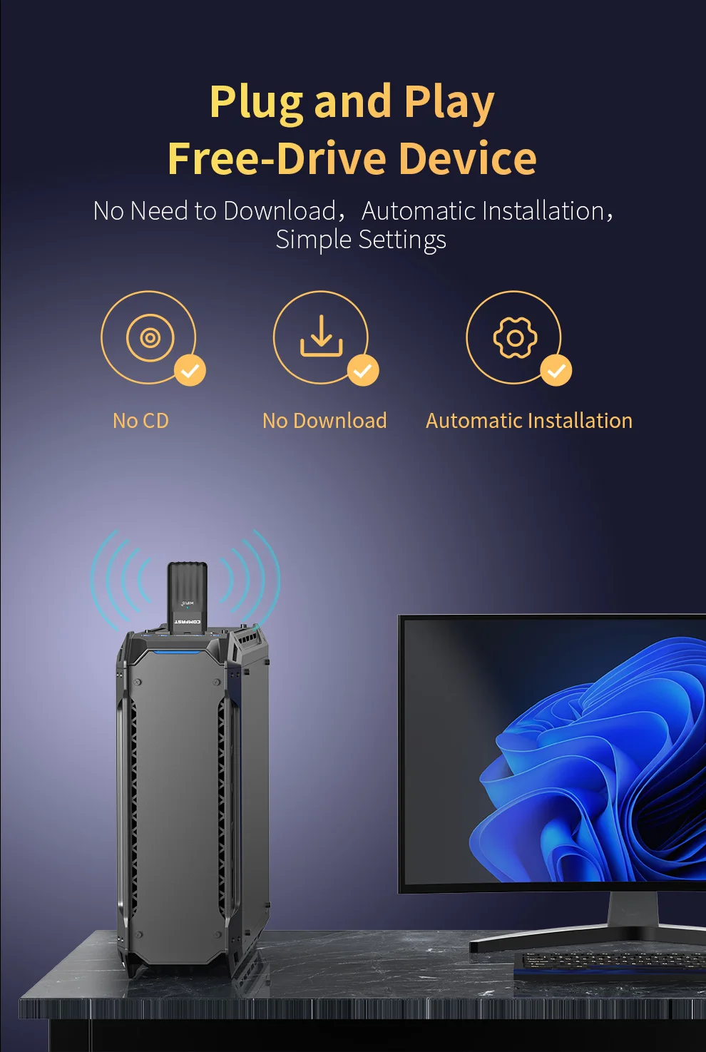 Comfast-Adaptador inalámbrico AX900 BT5.3 para PC, receptor WiFi de 900Mbps con Bluetooth, 6 USB, 2,4G/5Ghz, unidad libre, Win 10/11