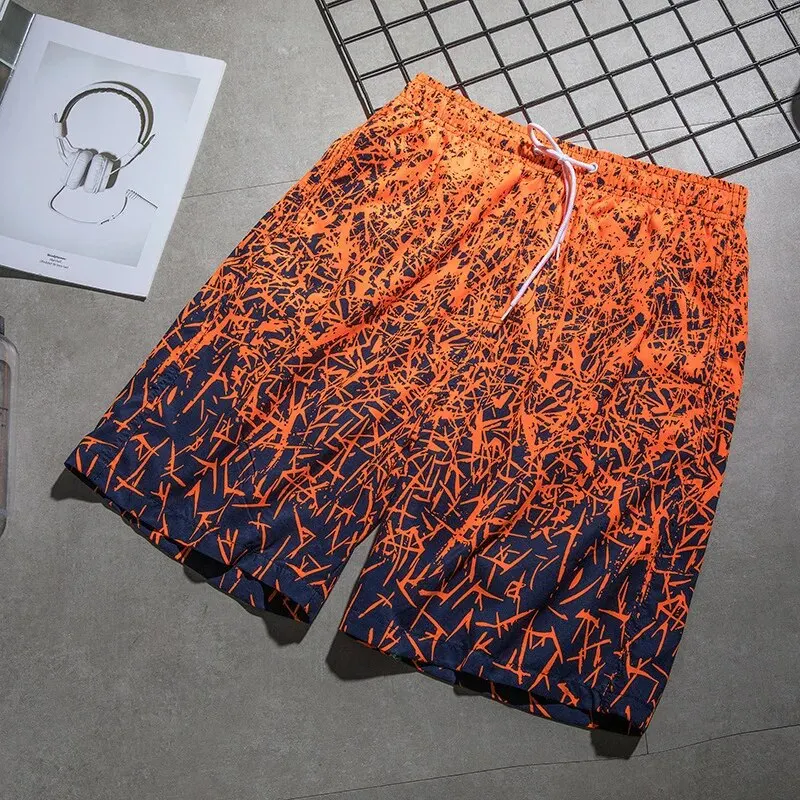 Beach Shorts Men's Gradient Speed Dry Breathable Loose Digital Printed Summer Sport Surf Casual