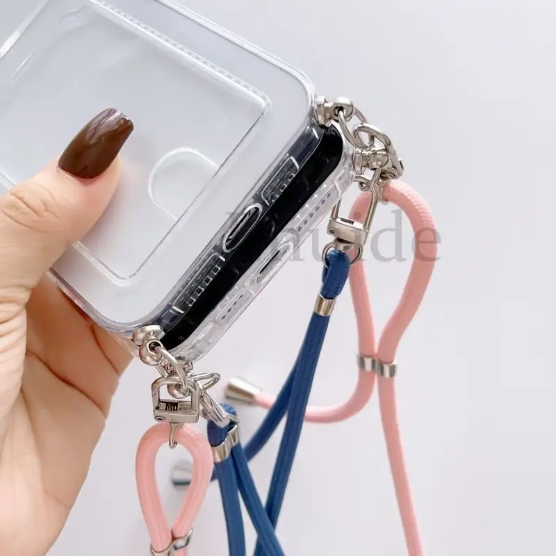 Transparent Crossbody Strap Phone Case with Card Wallet Cover