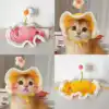 Gorro tejido para gato con diseño de flor: Accesorio Crochet Emoape