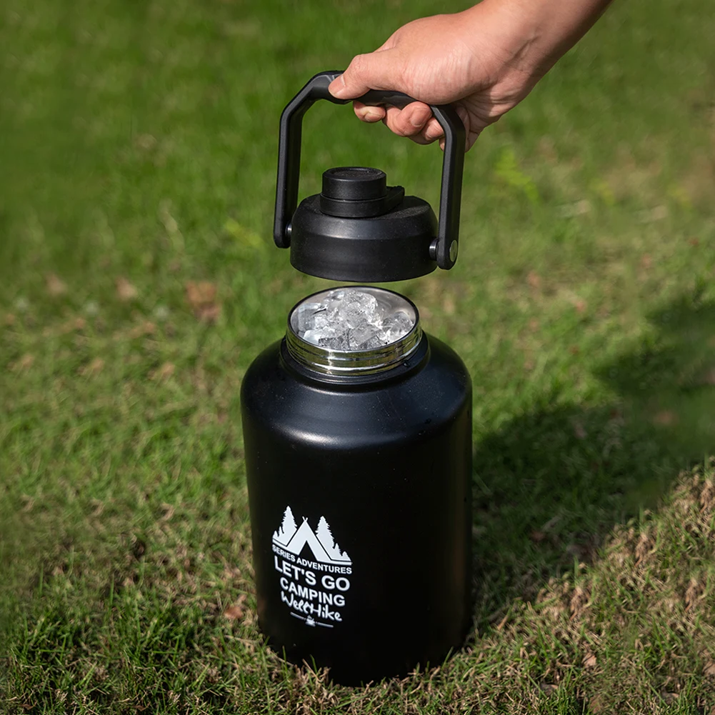 2L Outdoor Ice Bucket Stainless Steel Gym Training Water Bottle Large Capacity Portable Water Cup Bottle for Outdoor Sports