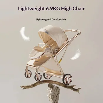 Passeggino Leggero Portatile da 6,9 kg per Neonati 0-3 Anni, Passeggino Alto 2 in 1 Pieghevole con Posizione Seduta e Reclinata