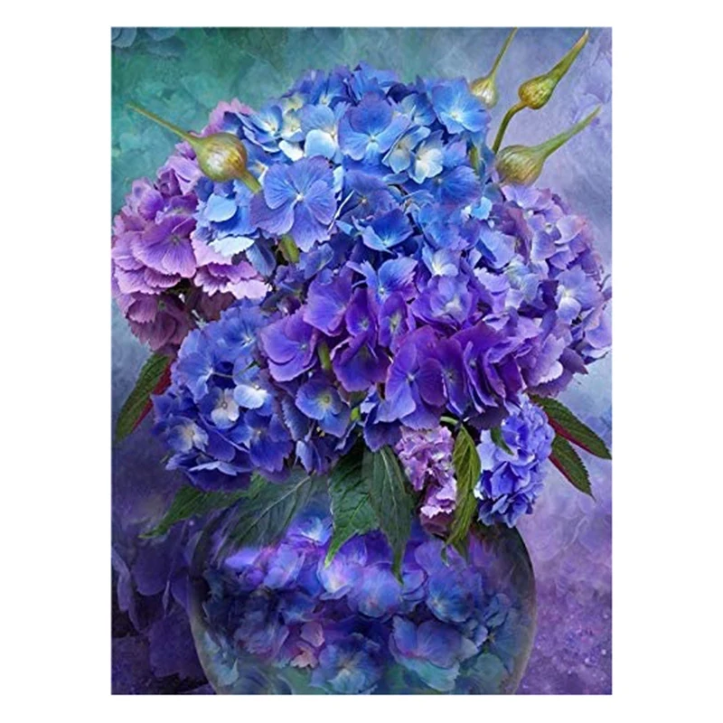

Красивая круглая Алмазная полностью алмазная живопись, набор для украшения гостиной, Голубая Гортензия «сделай сам» для детей