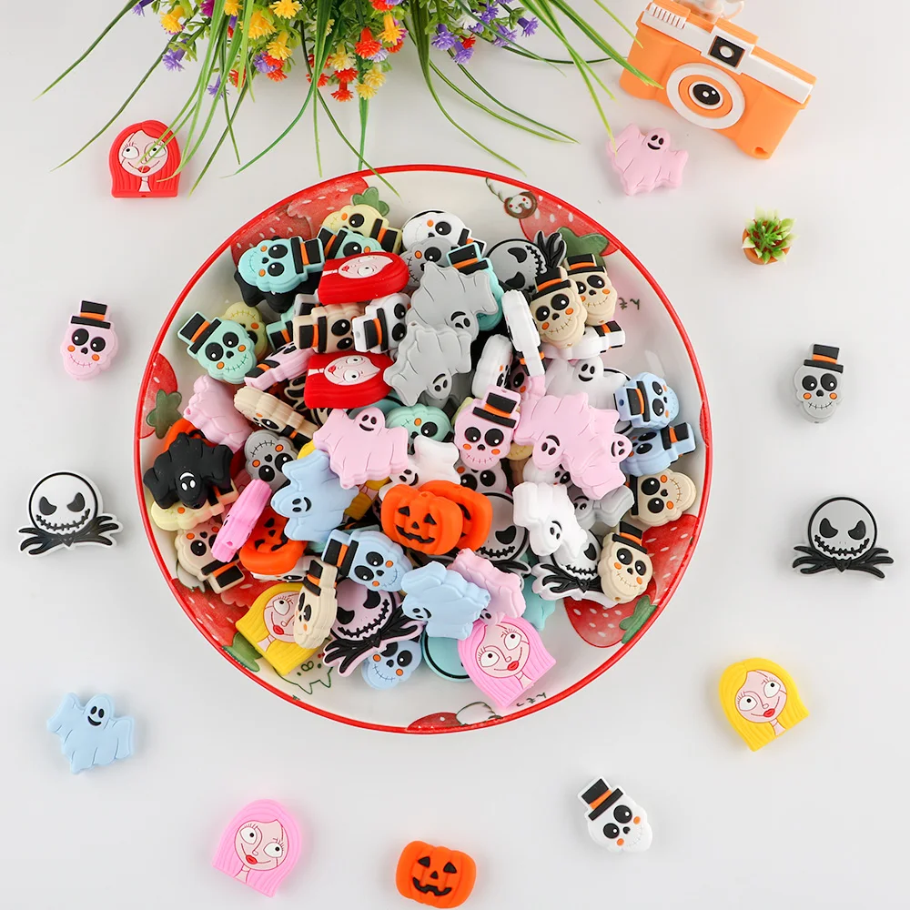 Halloween Teethers Beads Beads Pumpkin Halloween Pumpkin Silicone