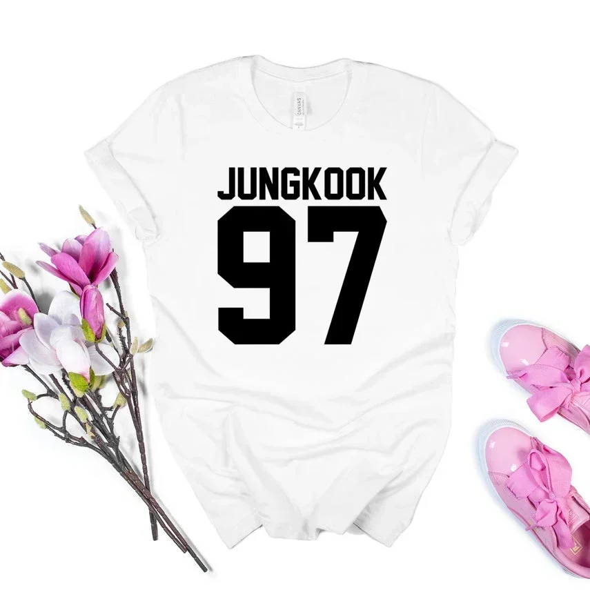 Jungkook 97 Grafische Tee Kpop Muziek Groep Shirt Jungkook Jimin Suga J-Hoop Shirts Leger Boter Tshirt Fans women t shirt 3