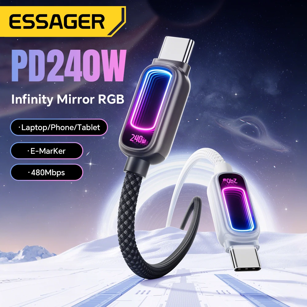 에사저 240W USB C to USB C 케이블 100W PD3.1 고속 충전 (맥북, 노트북, 아이폰 17, 16, 15 Pro Max, 아이패드, 삼성 타입 C 케이블)
