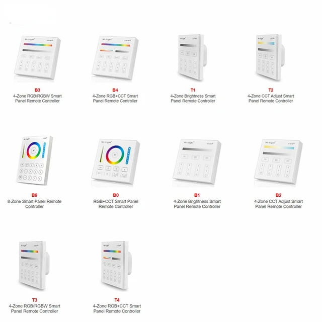 Miboxer Mi Light B0/B1/B2/B3/B4/B8/T1/T2/T3/T4 ตัวควบคุมความสว่าง/CT/RGB/RGBW/RGB+CCT สำหรับแผงไฟ LED อัจฉริยะ พร้อมรีโมท ควบคุมแถบไฟ LED RGB ได้ 1