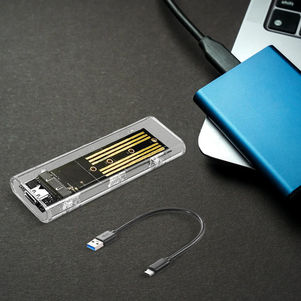 M.2 NGFF SATA Type C USB 3.1 Hard Disk Box 10Gbps Transparent External SSD Case Hard Disk Case for 2230/2242/2260/2280