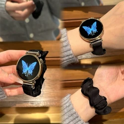 Elegant Chiffon Ribbon Scrunchie Band with Slim Bling Design for Galaxy Watch 5 40 44 (Black)