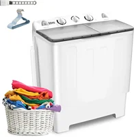 32 lbs Compact Mini Twin Tub Washing Machine with Drying Rack&10 Hangers, 20 lbs Washer Mini Compact Laundry Machine 1