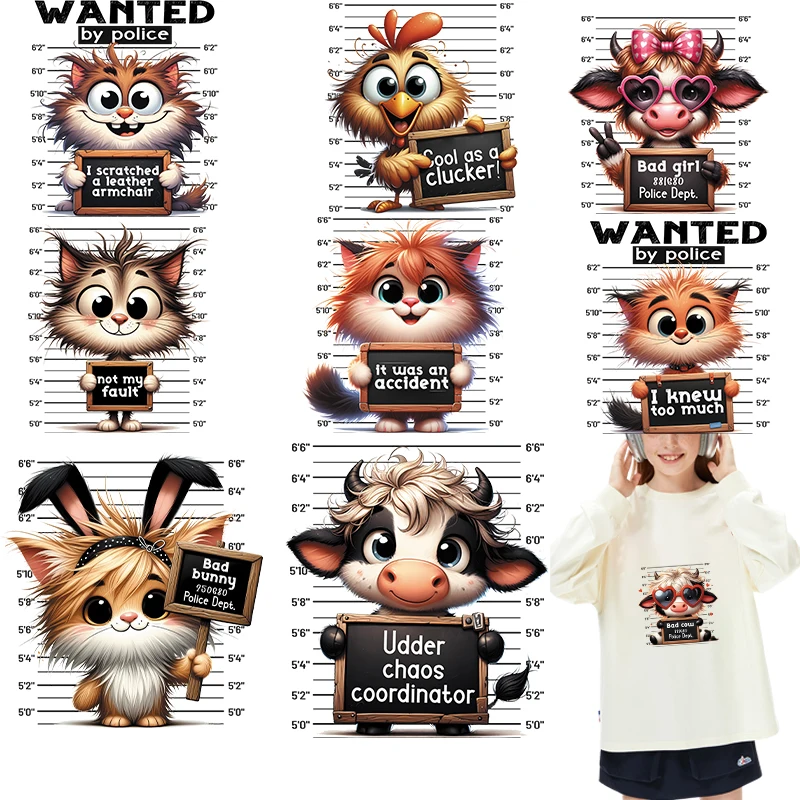 Animals holding signs Iron on Transfers for Patches for Clothes Clothing DTF Transfers Ready to Press Iron on Clothing Stickers iron clothing transfers