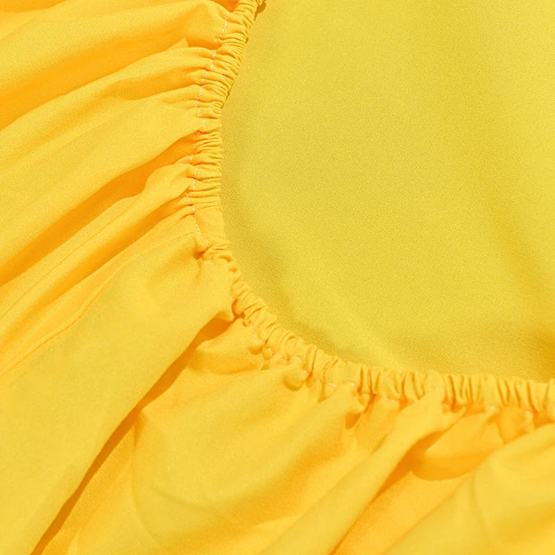 Yellow Fitted Sheet Cotton 1pcs Protective Mattress Cover Non-Slip Bedspreads King Queen Single Bed Fitted Sheet(No Pillowcase) 5