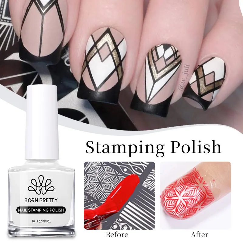 

BORN PRETTY 25 Colors Stamping Nail Polish Black White Colorful Stamping Plate Printing Semi Permanent Nail Art Varnish 10ml