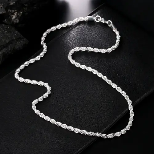 Hot Charms Fine 4MM Rope Chain 925 Sterling Silver Necklaces for Woman Men Classic Fashion Jewelry Wedding Party Holiday Gifts - Image 5