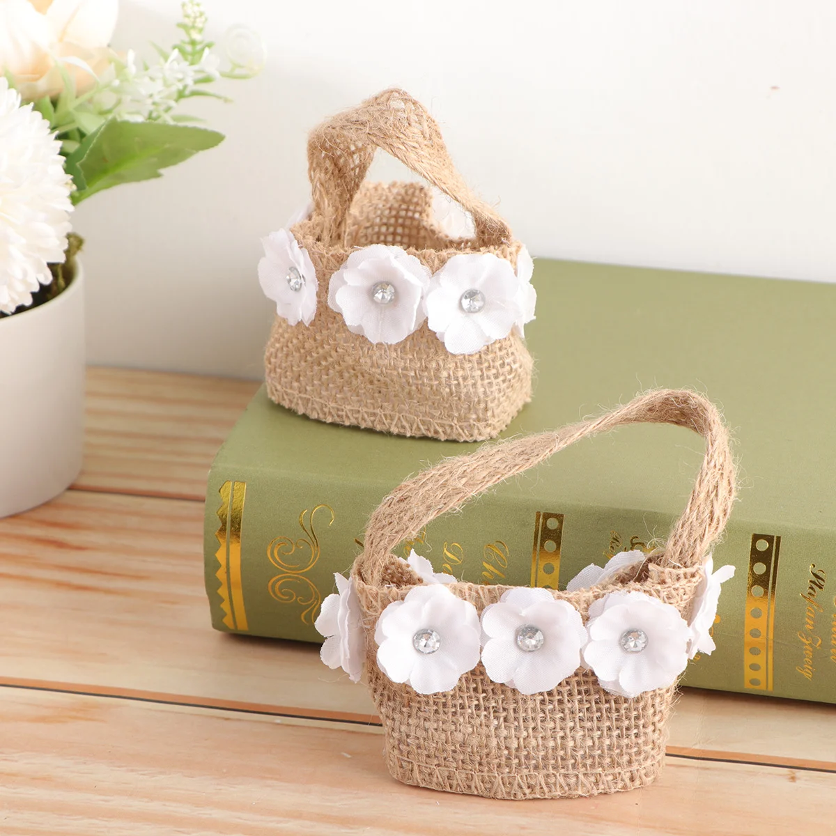 

Basket Storage Burlap Country Bags For Wedding Ceremony Flower Baskets Small Small Basket Gifts Basket Storage Baskets Basket