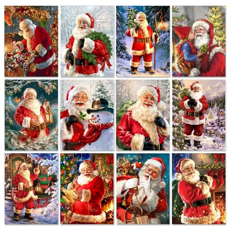 

GATYZTORY Frame Diy Painting By Numbers Santa Claus DIY Gift Wall Art Picture Coloring By Numbers For Christmas Home Decor