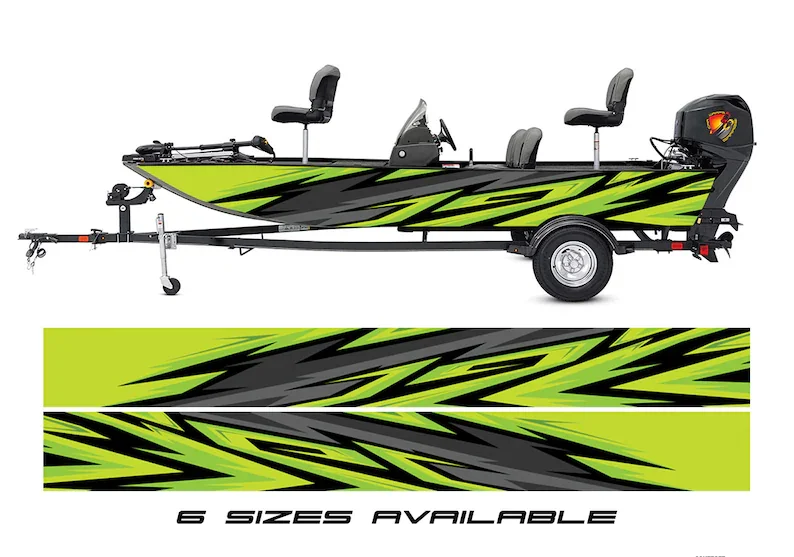 Abstract Yellow Graphic Boat Vinyl Wrap Fishing Lightning Pontoon Decal