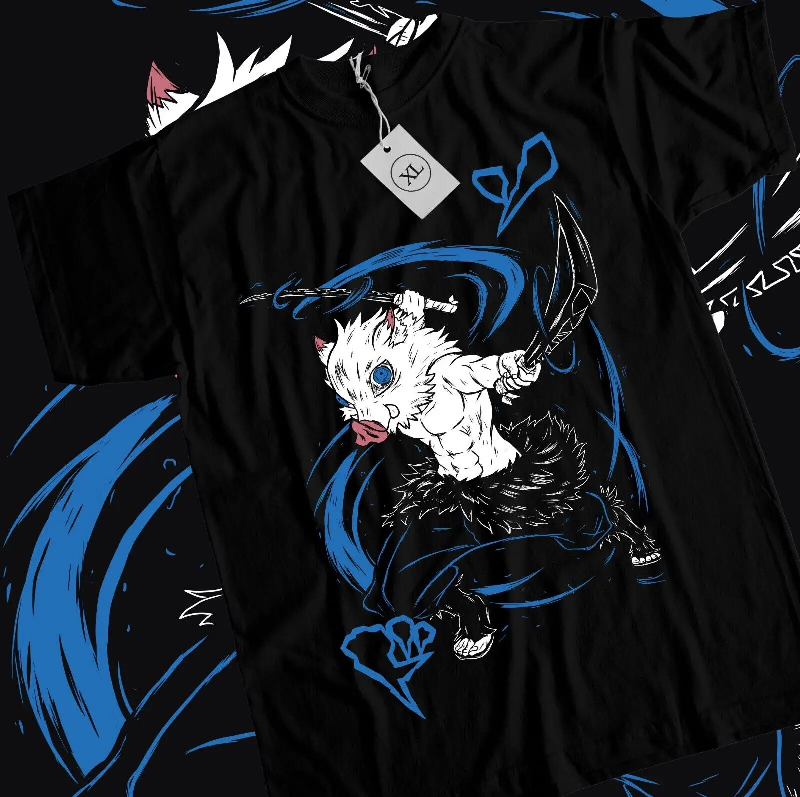 

Inosuke T-shirt Kimetsu no Yaiba Demon Slayer Anime Girl Black Shirt All Size